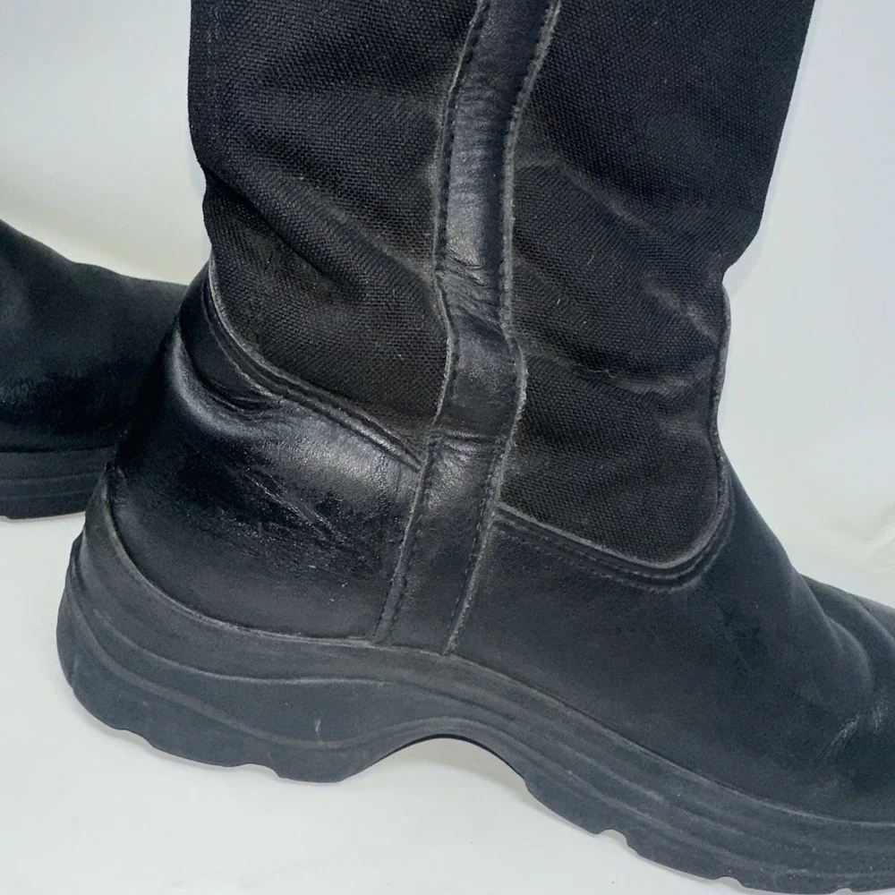 Thorogood USA Mens 9 Black Leather Canvas Pull On Safety Toe Work Boots Roper